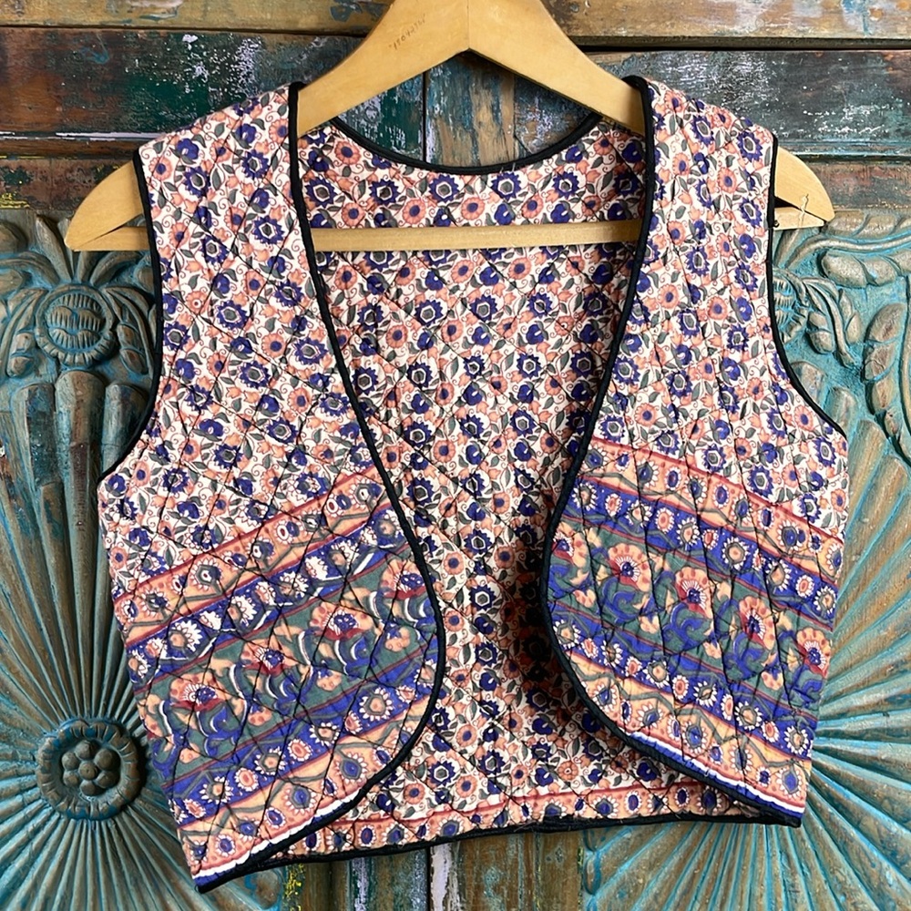 Vintage quilted cropped vest from India